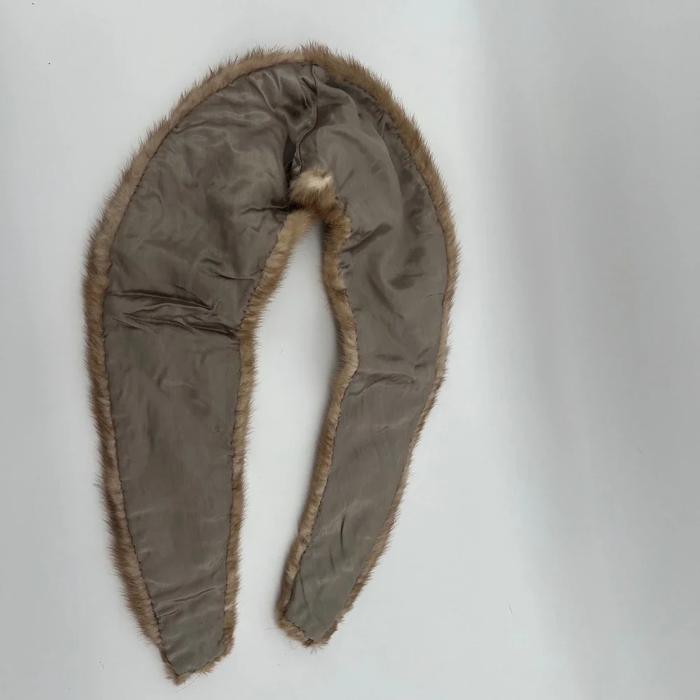 Vintage Honey Brown Mink Fur Stole Collar Wrap Luxury Evening Wear 42 Inch